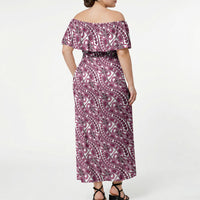 Hibiscus Bloom Island Tribal Waves Off Shoulder Maxi Dress Pink Polynesian Pattern LT01 - Polynesian Pride