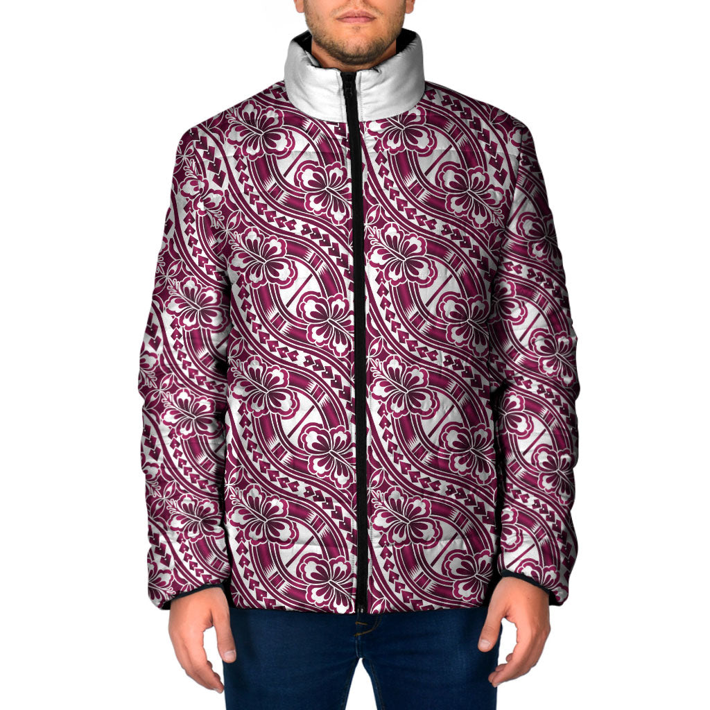 Hibiscus Bloom Island Tribal Waves Padded Jacket Pink Polynesian Pattern LT01 Men Pink - Polynesian Pride