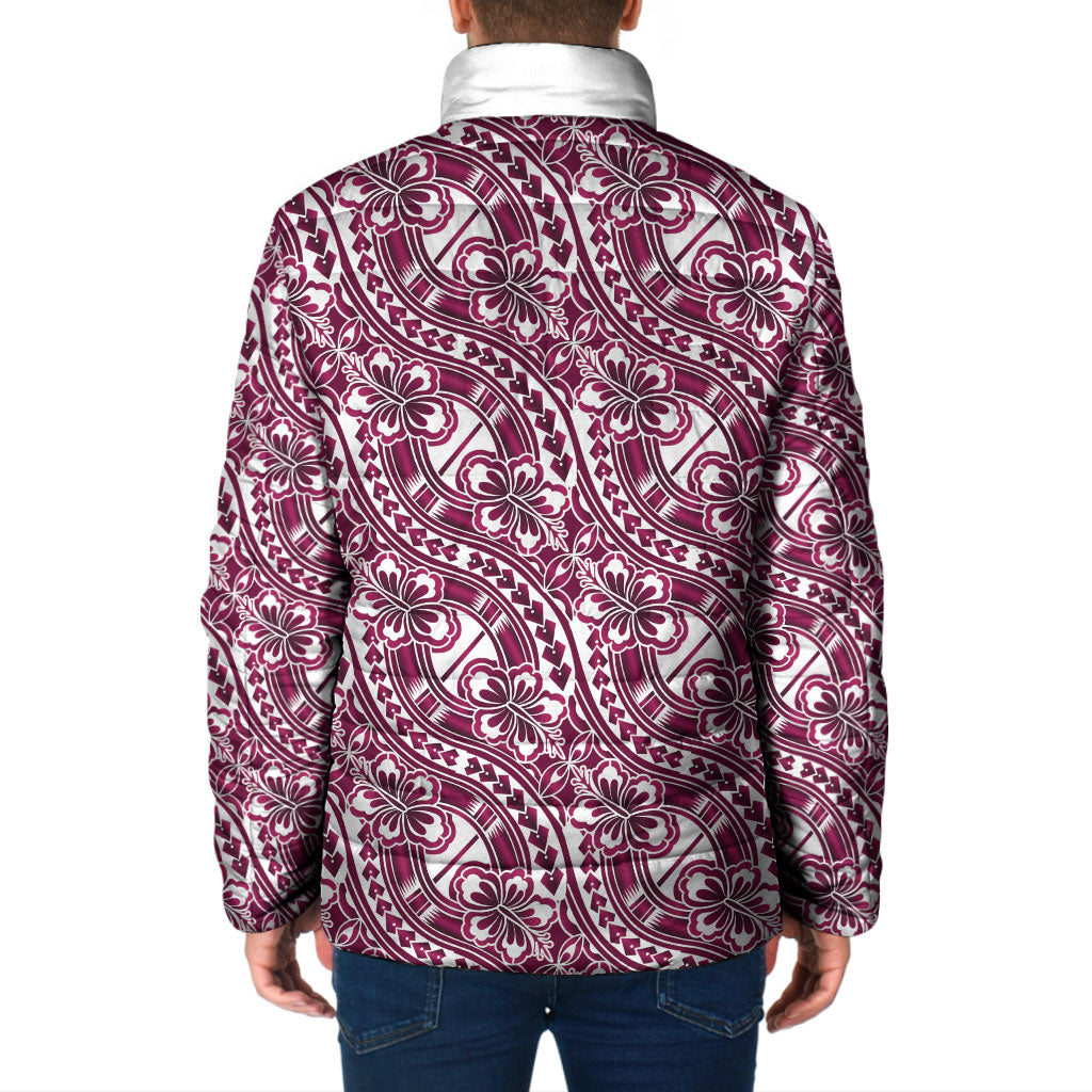 Hibiscus Bloom Island Tribal Waves Padded Jacket Pink Polynesian Pattern LT01 - Polynesian Pride