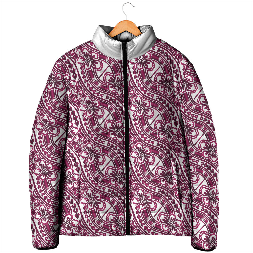 Hibiscus Bloom Island Tribal Waves Padded Jacket Pink Polynesian Pattern LT01 - Polynesian Pride