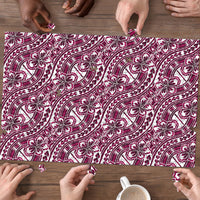 Hibiscus Bloom Island Tribal Waves Puzzle Pink Polynesian Pattern LT01 - Polynesian Pride