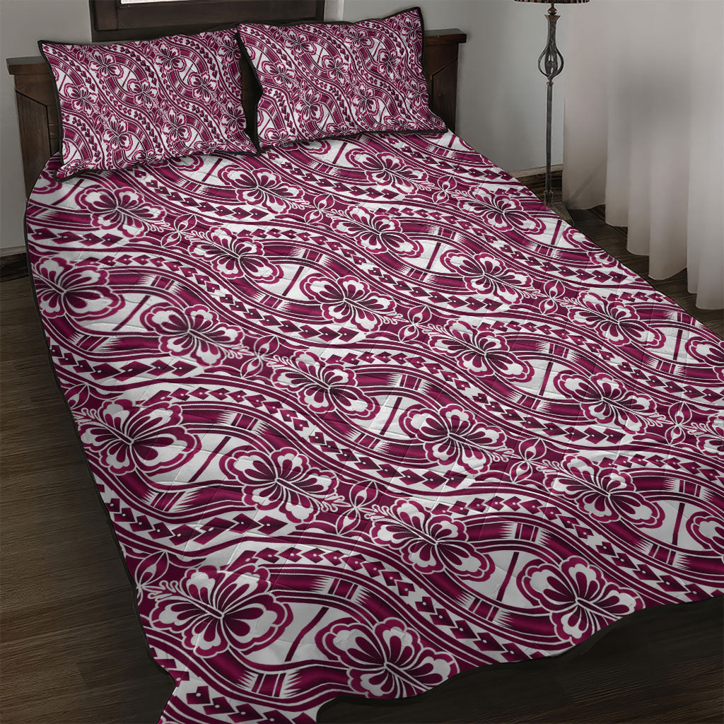 Hibiscus Bloom Island Tribal Waves Quilt Bed Set Pink Polynesian Pattern LT01 Pink - Polynesian Pride