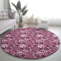 Hibiscus Bloom Island Tribal Waves Round Carpet Pink Polynesian Pattern LT01 - Polynesian Pride