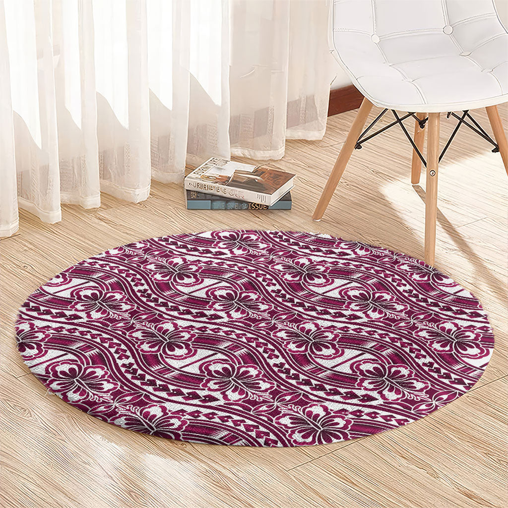 Hibiscus Bloom Island Tribal Waves Round Carpet Pink Polynesian Pattern LT01 - Polynesian Pride