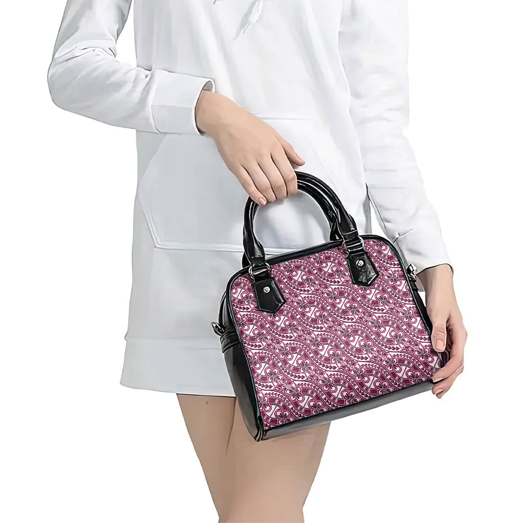 Hibiscus Bloom Island Tribal Waves Shoulder Handbag Pink Polynesian Pattern LT01 - Polynesian Pride