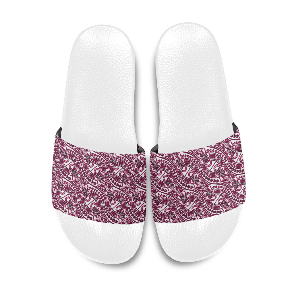 Hibiscus Bloom Island Tribal Waves Slide Sandals Pink Polynesian Pattern LT01 Pink - Polynesian Pride
