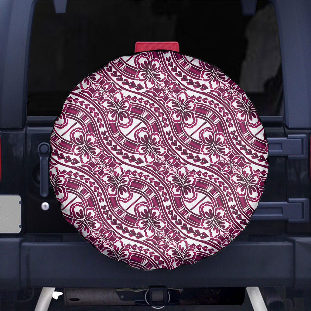 Hibiscus Bloom Island Tribal Waves Spare Tire Cover Pink Polynesian Pattern LT01 No hole Pink - Polynesian Pride