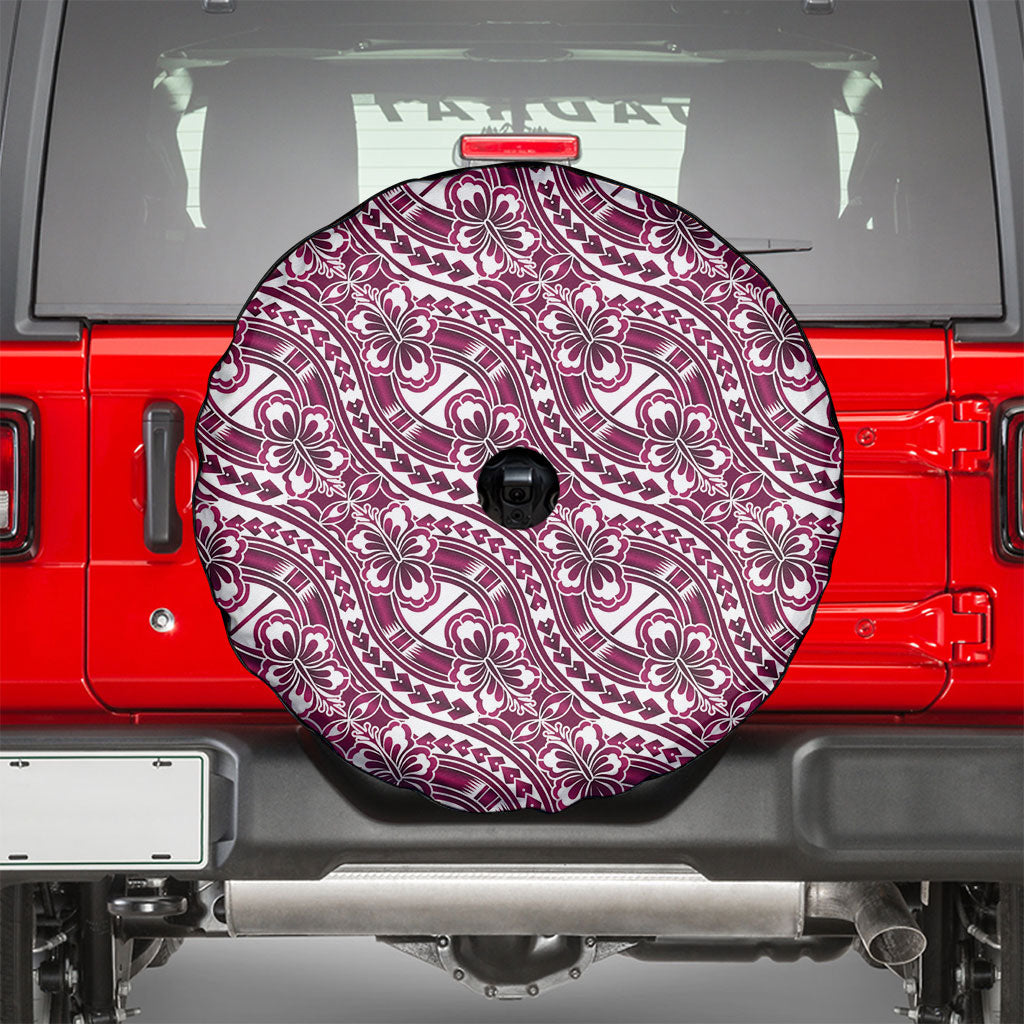 Hibiscus Bloom Island Tribal Waves Spare Tire Cover Pink Polynesian Pattern LT01 - Polynesian Pride