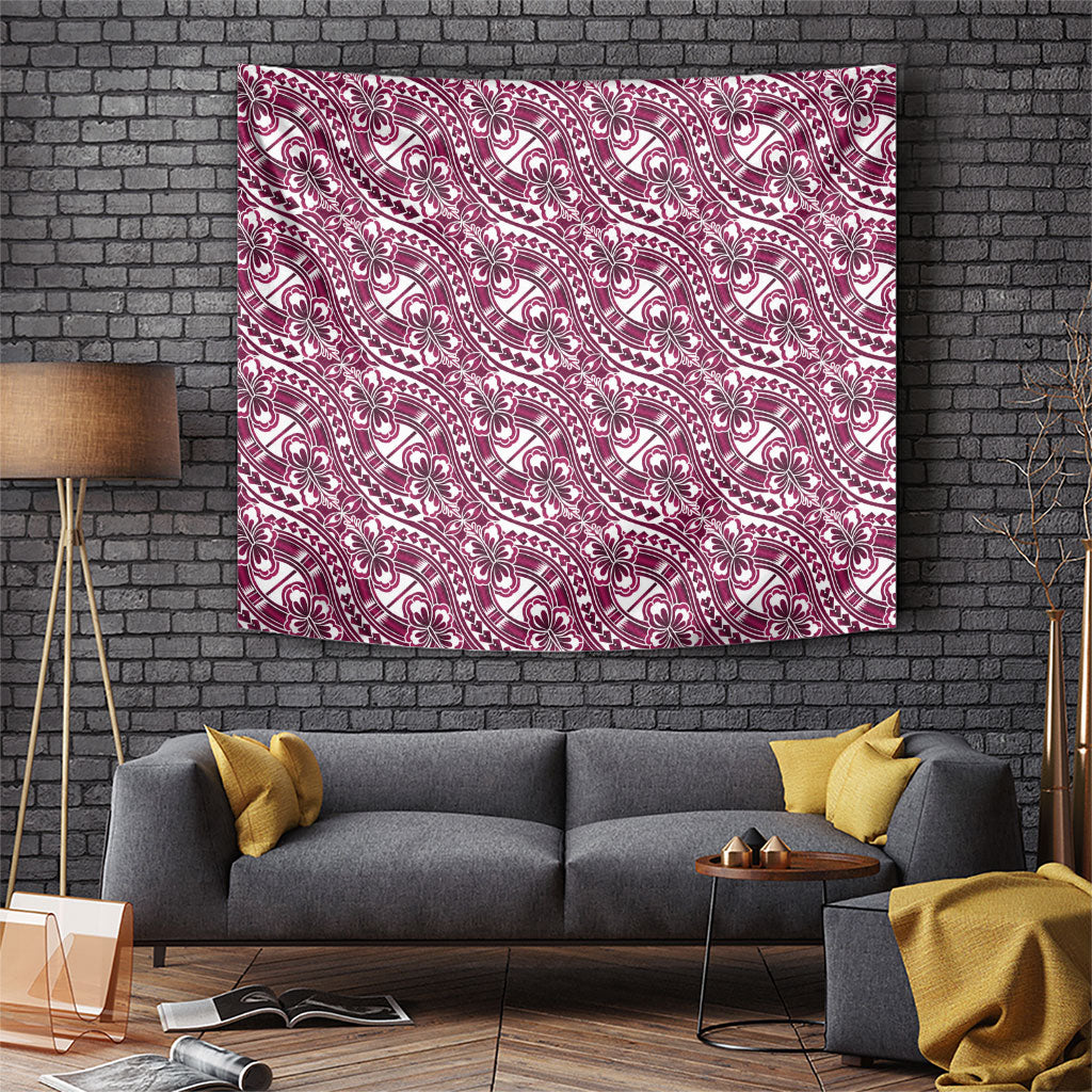 Hibiscus Bloom Island Tribal Waves Tapestry Pink Polynesian Pattern LT01 Pink - Polynesian Pride