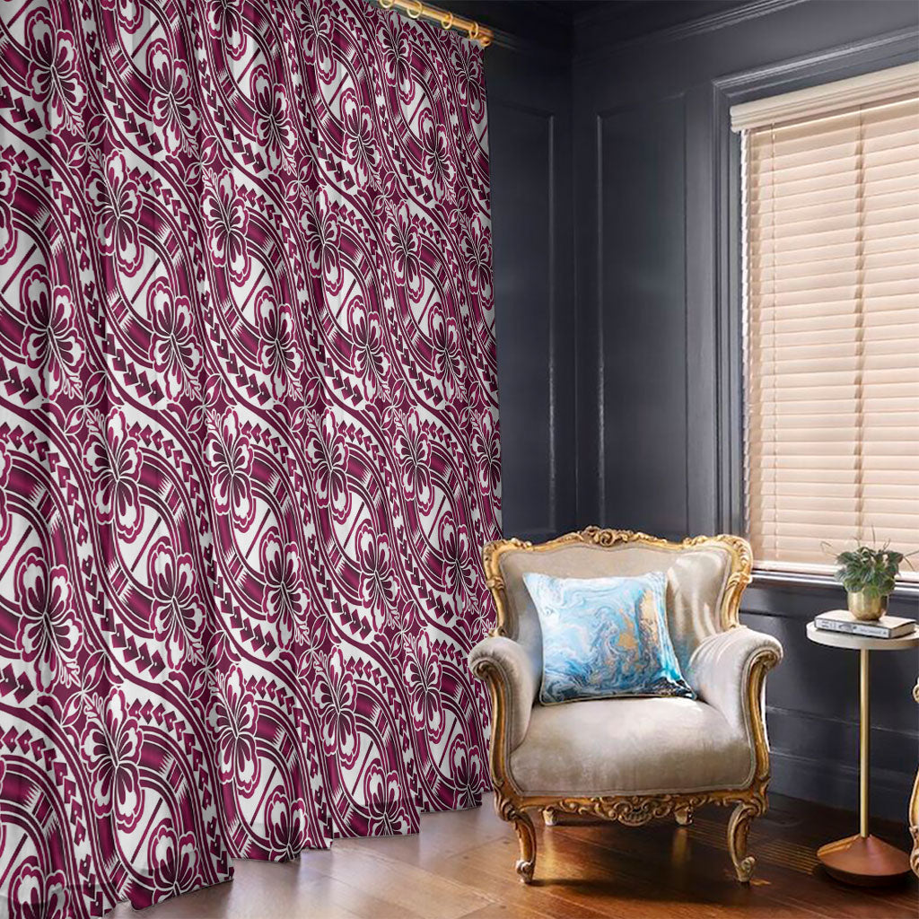 Hibiscus Bloom Island Tribal Waves Window Curtain Pink Polynesian Pattern LT01 - Polynesian Pride