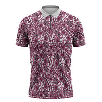 Hibiscus Bloom Island Tribal Waves Zipper Polo Shirt Pink Polynesian Pattern LT01 Pink - Polynesian Pride
