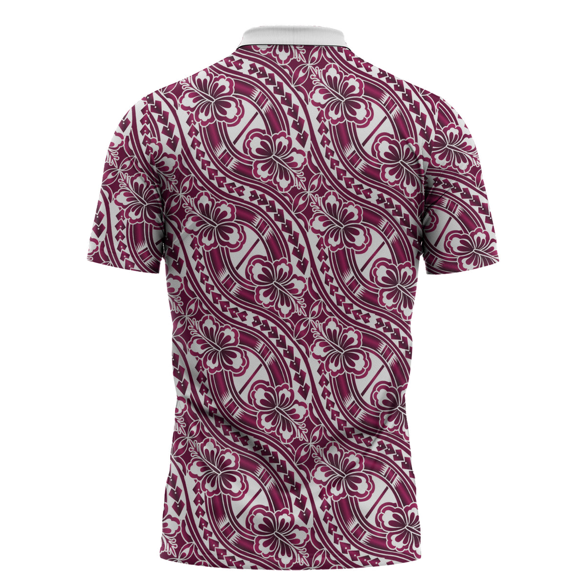 Hibiscus Bloom Island Tribal Waves Zipper Polo Shirt Pink Polynesian Pattern LT01 - Polynesian Pride