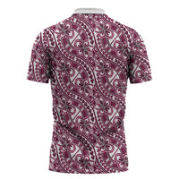 Hibiscus Bloom Island Tribal Waves Zipper Polo Shirt Pink Polynesian Pattern LT01 - Polynesian Pride