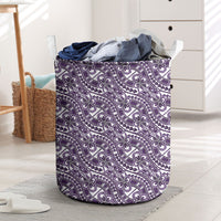 Hibiscus Bloom Island Tribal Waves Laundry Basket Purple Polynesian Pattern LT01 Purple - Polynesian Pride