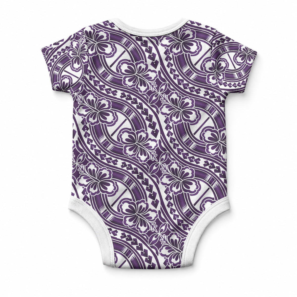 Hibiscus Bloom Island Tribal Waves Baby Onesie Purple Polynesian Pattern LT01 - Polynesian Pride
