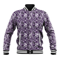 Hibiscus Bloom Island Tribal Waves Baseball Jacket Purple Polynesian Pattern LT01 Unisex Purple - Polynesian Pride