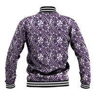 Hibiscus Bloom Island Tribal Waves Baseball Jacket Purple Polynesian Pattern LT01 - Polynesian Pride
