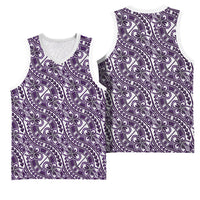 Hibiscus Bloom Island Tribal Waves Basketball Jersey Purple Polynesian Pattern LT01 - Polynesian Pride