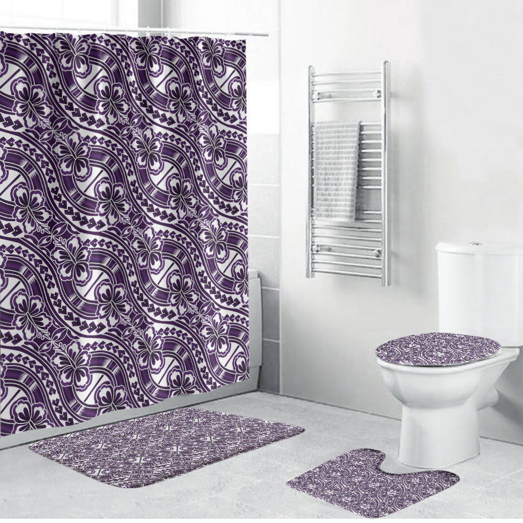 Hibiscus Bloom Island Tribal Waves Bathroom Set Purple Polynesian Pattern LT01 Bathroom Set (4 pcs) Purple - Polynesian Pride