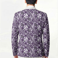Hibiscus Bloom Island Tribal Waves Blazer Purple Polynesian Pattern