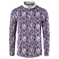 Hibiscus Bloom Island Tribal Waves Button Sweatshirt Purple Polynesian Pattern LT01 Purple - Polynesian Pride