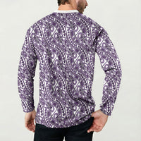 Hibiscus Bloom Island Tribal Waves Button Sweatshirt Purple Polynesian Pattern LT01 - Polynesian Pride