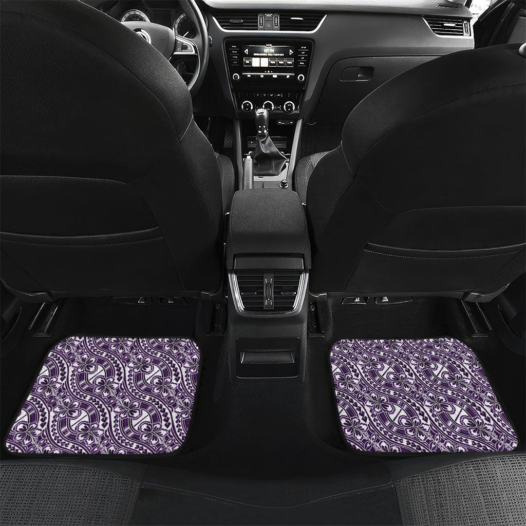Hibiscus Bloom Island Tribal Waves Car Mats Purple Polynesian Pattern LT01 Set 2pcs - Back Purple - Polynesian Pride