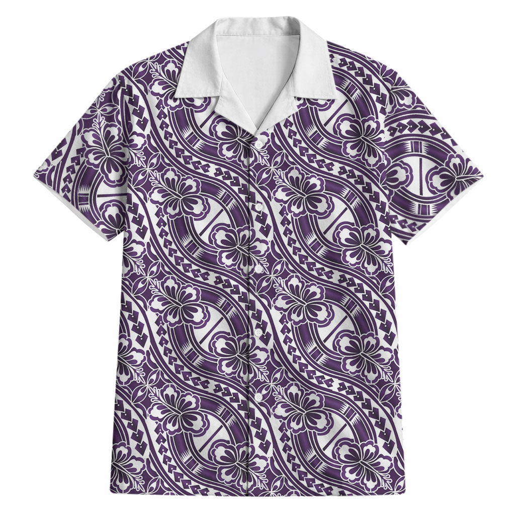 Hibiscus Bloom Island Tribal Waves Hawaiian Shirt Purple Polynesian Pattern LT01 Purple - Polynesian Pride