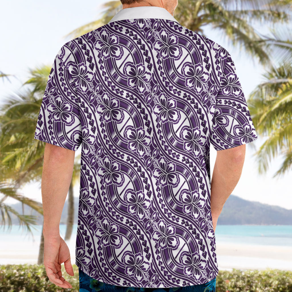 Hibiscus Bloom Island Tribal Waves Hawaiian Shirt Purple Polynesian Pattern LT01 - Polynesian Pride