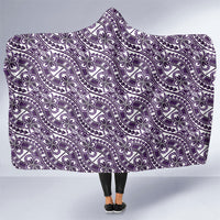 Hibiscus Bloom Island Tribal Waves Hooded Blanket Purple Polynesian Pattern LT01 One Size Purple - Polynesian Pride