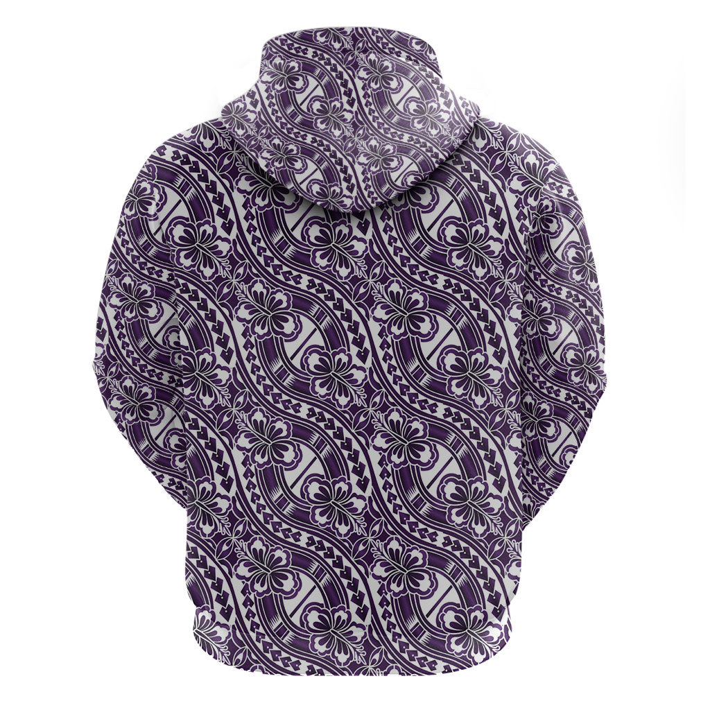 Hibiscus Bloom Island Tribal Waves Hoodie Purple Polynesian Pattern LT01 - Polynesian Pride