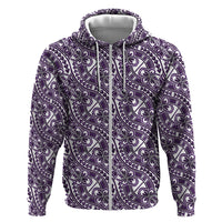Hibiscus Bloom Island Tribal Waves Hoodie Purple Polynesian Pattern LT01 Zip Hoodie Purple - Polynesian Pride