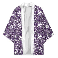 Hibiscus Bloom Island Tribal Waves Kimono Purple Polynesian Pattern