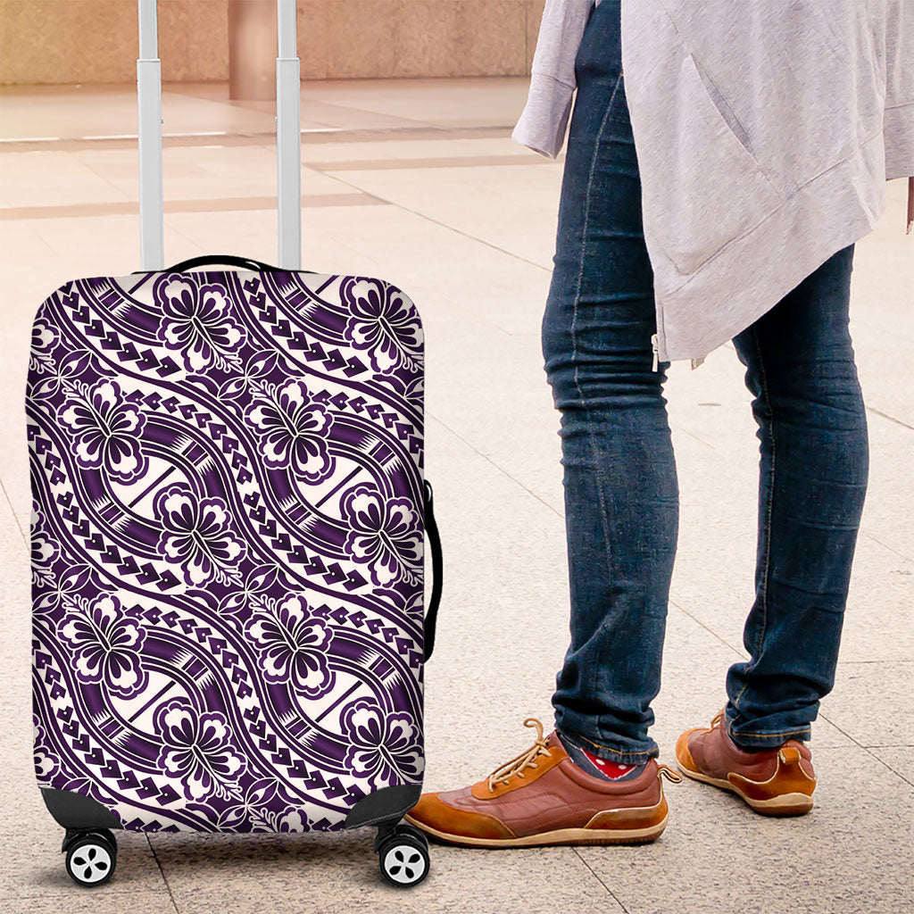 Hibiscus Bloom Island Tribal Waves Luggage Cover Purple Polynesian Pattern LT01 Purple - Polynesian Pride