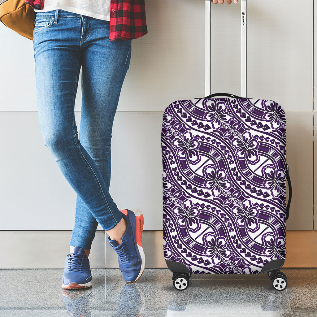 Hibiscus Bloom Island Tribal Waves Luggage Cover Purple Polynesian Pattern LT01 - Polynesian Pride