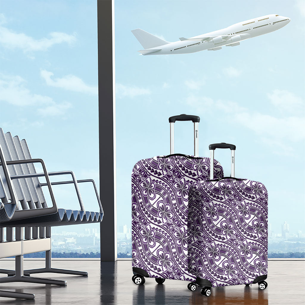Hibiscus Bloom Island Tribal Waves Luggage Cover Purple Polynesian Pattern LT01 - Polynesian Pride