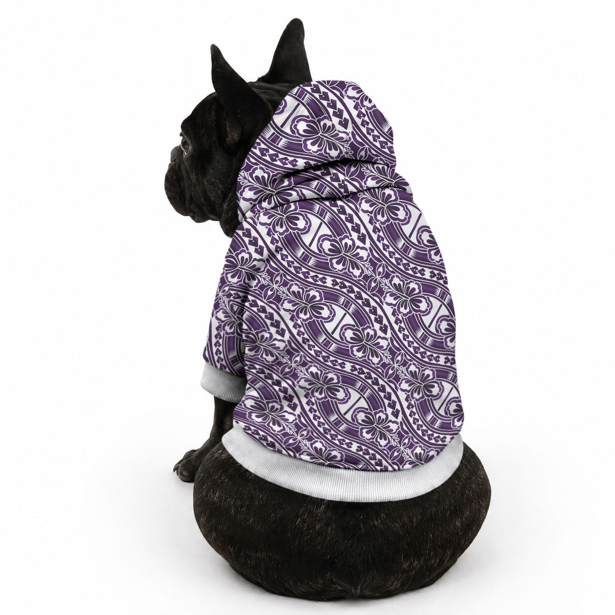 Hibiscus Bloom Island Tribal Waves Pet Hoodie Purple Polynesian Pattern LT01 - Polynesian Pride