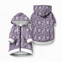 Hibiscus Bloom Island Tribal Waves Pet Hoodie Purple Polynesian Pattern LT01 Zip-up Purple - Polynesian Pride