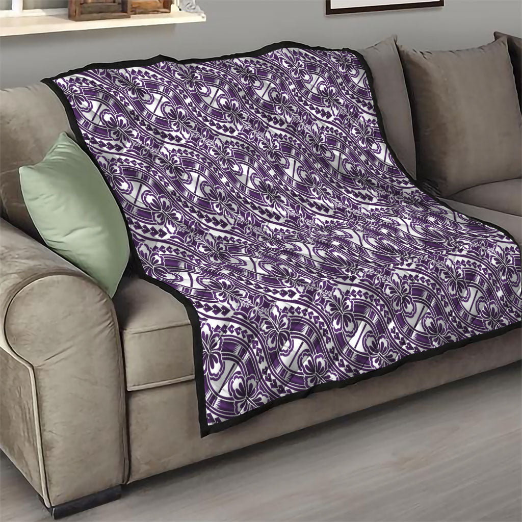 Hibiscus Bloom Island Tribal Waves Quilt Purple Polynesian Pattern LT01 - Polynesian Pride