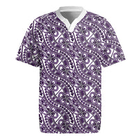 Hibiscus Bloom Island Tribal Waves Rugby Jersey Purple Polynesian Pattern LT01 Purple - Polynesian Pride