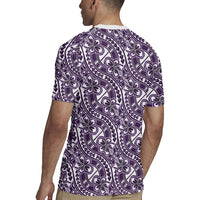 Hibiscus Bloom Island Tribal Waves Rugby Jersey Purple Polynesian Pattern LT01 - Polynesian Pride