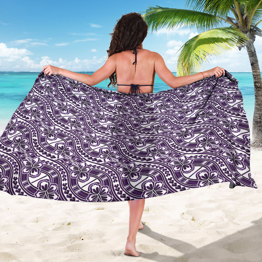 Hibiscus Bloom Island Tribal Waves Sarong Purple Polynesian Pattern LT01 - Polynesian Pride