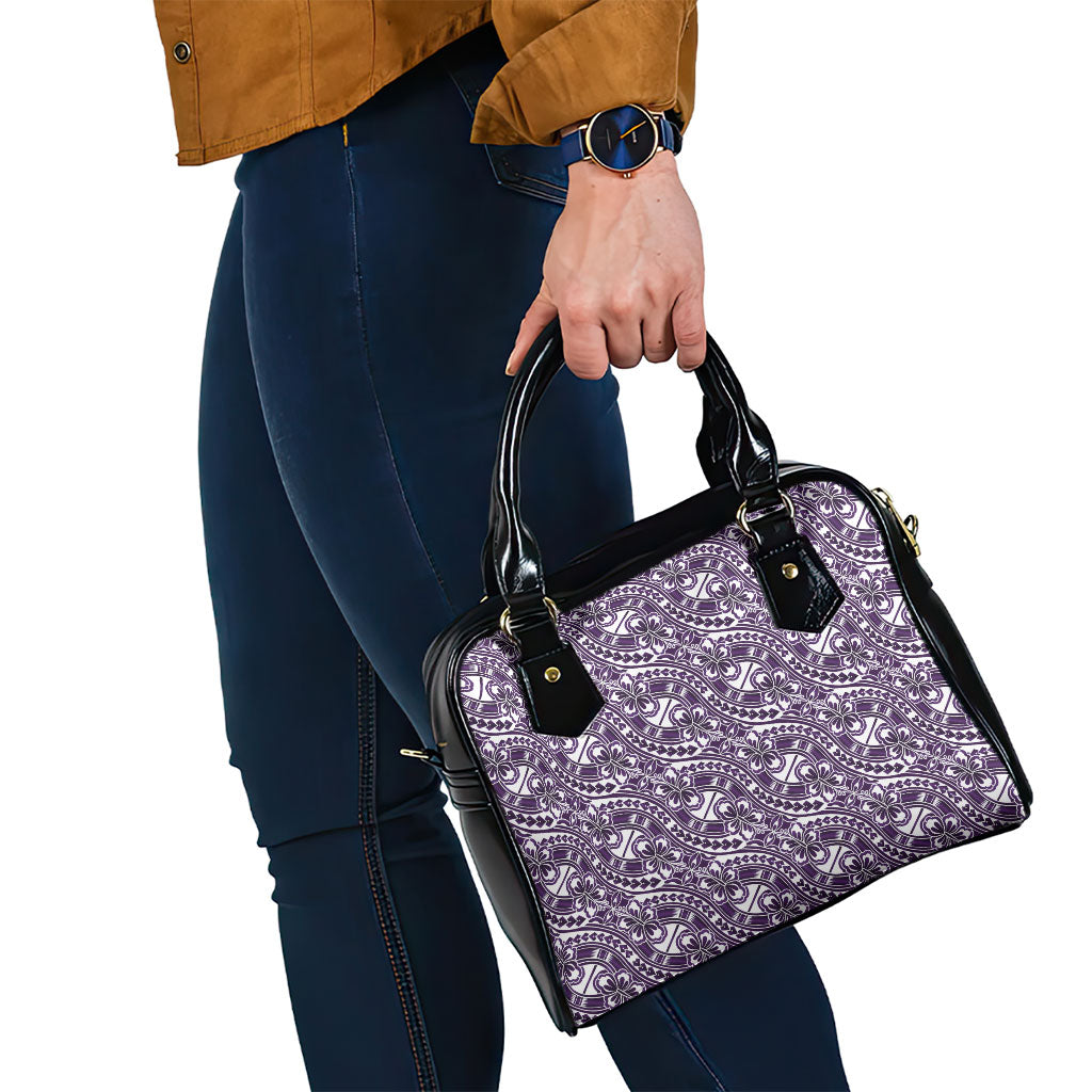 Hibiscus Bloom Island Tribal Waves Shoulder Handbag Purple Polynesian Pattern LT01 - Polynesian Pride
