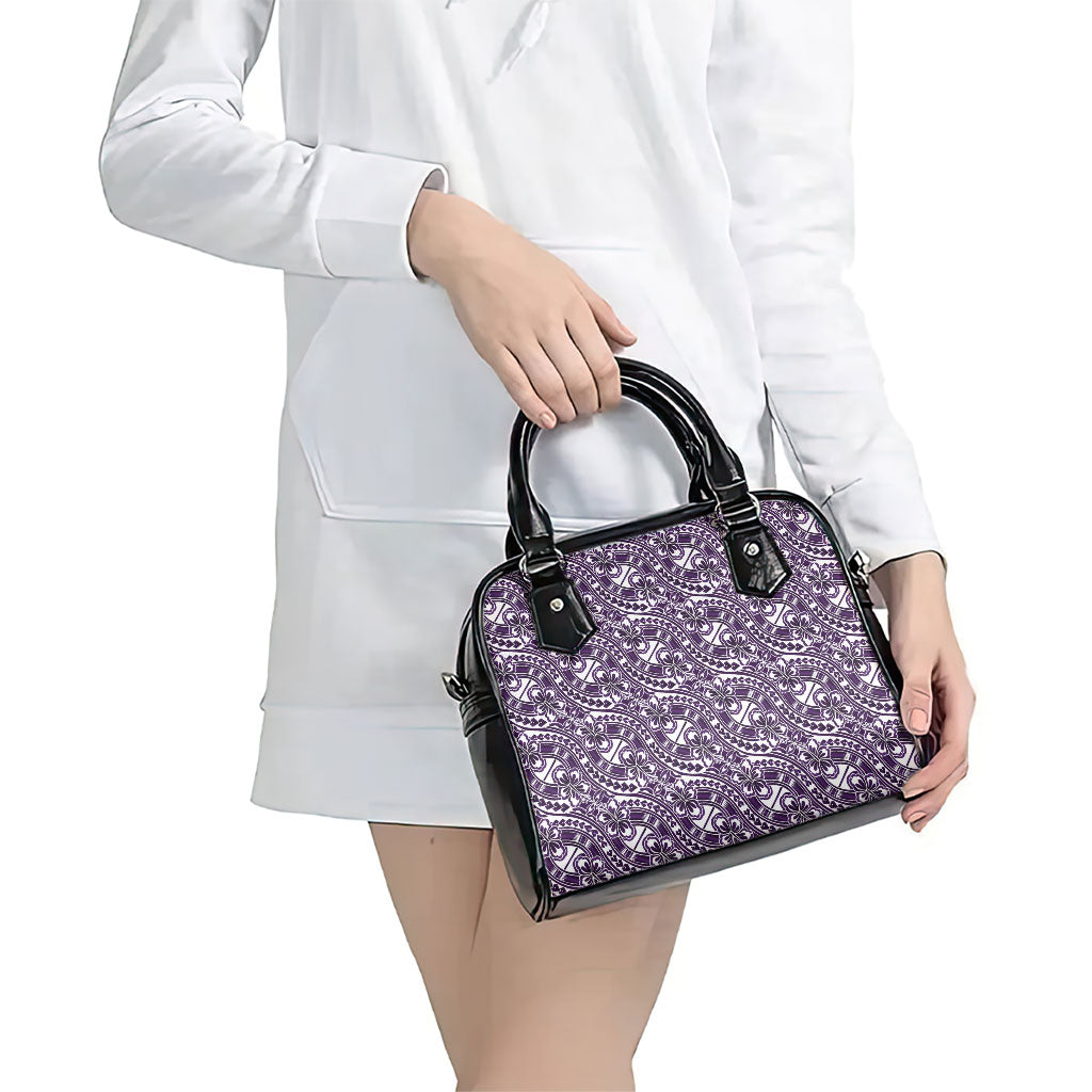 Hibiscus Bloom Island Tribal Waves Shoulder Handbag Purple Polynesian Pattern LT01 - Polynesian Pride