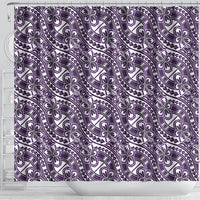 Hibiscus Bloom Island Tribal Waves Shower Curtain Purple Polynesian Pattern LT01 - Polynesian Pride