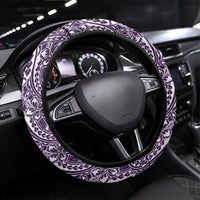 Hibiscus Bloom Island Tribal Waves Steering Wheel Cover Purple Polynesian Pattern LT01 Universal Fit Purple - Polynesian Pride