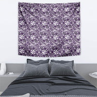 Hibiscus Bloom Island Tribal Waves Tapestry Purple Polynesian Pattern