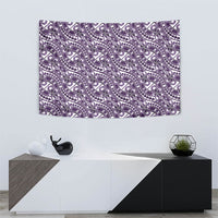 Hibiscus Bloom Island Tribal Waves Tapestry Purple Polynesian Pattern