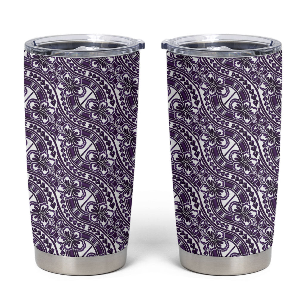 Hibiscus Bloom Island Tribal Waves Tumbler Cup Purple Polynesian Pattern LT01 Purple - Polynesian Pride