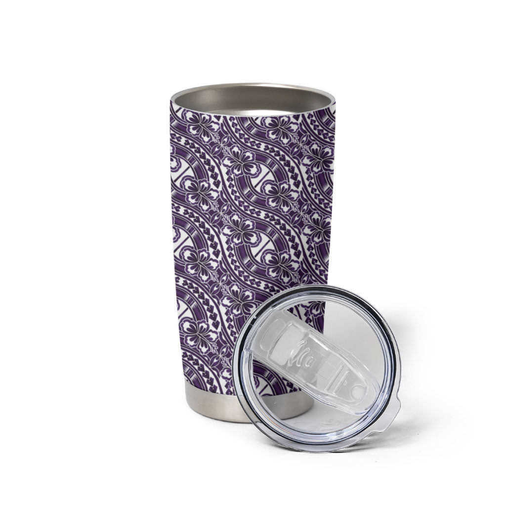 Hibiscus Bloom Island Tribal Waves Tumbler Cup Purple Polynesian Pattern LT01 - Polynesian Pride